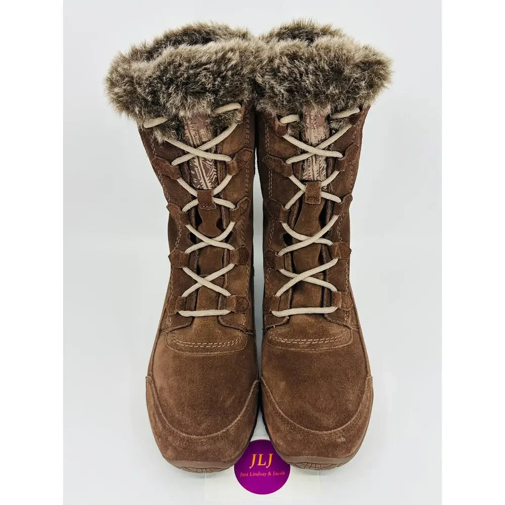 North Face Women's Nuptse Purna II Brown Waterproof Suede Winter Boots Size 9